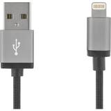 Deltaco Sort - USB A-Lightning - USB-kabel Kabler Deltaco Braided USB A-Lightning 2m