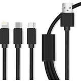 USB A-Lightning - USB C - USB-kabel Kabler Maxlife USB A-Lightning/USB B Micro/USB C 1m