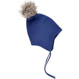 Kunstpels Tilbehør Minymo Hat Knit w. Fake Fur Pompom - Sodalite Blue (160455 S-7923)