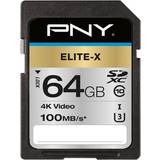 64 GB Hukommelseskort PNY Elite-X SDXC Class 10 UHS-I U3 100MB/s 64GB