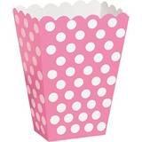 Prikkede Popcornbægre Unique Party Popcorn Box Pink/White 8-pack