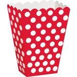 Prikkede Popcornbægre Unique Party Popcorn Box Red/White 8-pack