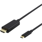HDMI aktiv - Rund - USB-kabel Kabler Deltaco USB C - HDMI M-M 0.5m