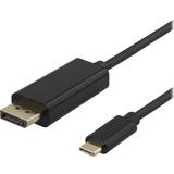 DisplayPort-kabler - Han - Han - Hvid - USB C-DisplayPort Deltaco USB C-DisplayPort M-M 1m