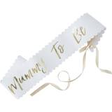 Papir Fotoprops, Partyhatte & Ordensbånd Ginger Ray Sash Mummy to Be White/Gold