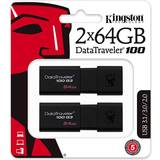 Kingston 64 GB - USB 3.0/3.1 (Gen 1) - USB Type-A USB Stik Kingston USB 3.0 DataTraveler 100 G3 64GB (2-pack)