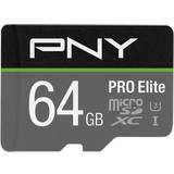 PNY Class 10 Hukommelseskort & USB Stik PNY Pro Elite microSDXC Class 10 UHS-I U3 V30 A1 100/90MB/s 64GB +Adapter