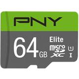 64 GB - USB Type-A - microSDXC Hukommelseskort PNY Elite microSDXC Class 10 UHS-I U1 85MB/s 64GB +Adapter