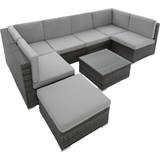 Sort loungesæt tectake Venedig Loungesæt, 1 borde inkl. 6 sofaer