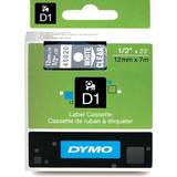 Markeringsbånd Dymo Label Cassette D1 White on Clear 1.2cmx7m