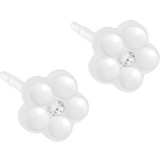 Blomdahl Daisy Earrings 6mm - White/Transparent/Pearls