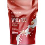 Glycin - Mælkeproteiner - Pulver Proteinpulver Bodylab Whey 100 Strawberry Milkshake 400g