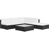 Haveloungesæt 6 dele med hynder polyrattan sort vidaXL 44602 Loungesæt, 1 borde inkl. 5 sofaer