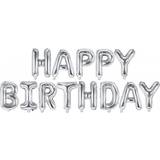 Tekst- & Temaballoner PartyDeco Text & Theme Balloons Happy Birthday Silver