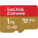 Hukommelseskort & USB Stik SanDisk Extreme microSDXC Class 10 UHS-I U3 A2 190/130MB/s 1TB +Adapter