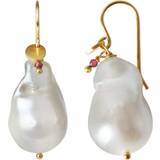 Smykker Stine A Baroque Earring - Gold/Pearl/Garnet