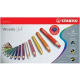 Stabilo Kridt Stabilo Woody 3 in 1 Metal Box 18-pack