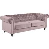 Chesterfield sofaer - Pink Living Home Charlietown Velvet Sofa 219cm 3 personers