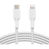 Hvid - Kvadratisk - USB-kabel Kabler Belkin Braided Boost Charge USB C-Lightning 2m