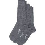 Cashmere - Herre Undertøj Falke Lhasa Rib Socks with Cashmere Content 3-pack - Light Grey Melange