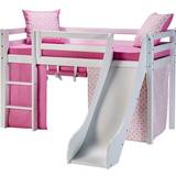 Madrasser Loftssenge Børneværelse Spiloppe Semi-High Bed Incl Mattress Bed Horse Ladder & Curtains Flowers 81x168cm