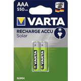 Batterier - Genopladelige standardbatterier Batterier & Opladere Varta AAA Accu Rechargeable Solar 550mAh 2-pack
