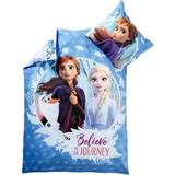 Blå - Disney Børneværelse Licens Frozen 2 Anna and Elsa Junior Sengetøj 100x140cm