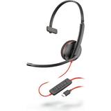 Poly Rød Høretelefoner Poly Blackwire C3210 USB-A