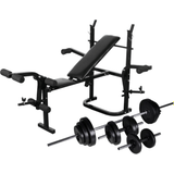 Weight vidaXL Weight Bench Set with Weight Stand Barbell & Dumbbells 30.5kg