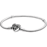 Pandora Transparent Armbånd Pandora Moments Family Tree Heart Clasp Snake Chain Bracelet - Silver/Transparent