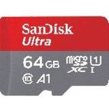 64 GB - USB 3.0/3.1 (Gen 1) - microSDHC Hukommelseskort SanDisk Ultra MicroSDHC Class 10 UHS-l A1 100MB/s 64GB