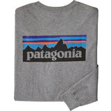 12 - Grå Overdele Patagonia Long-Sleeved P-6 Logo Responsibili-T-shirt - Gravel Heather