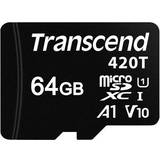 V10 Hukommelseskort Transcend 420T microSDXC Class 10 UHS-I U1 V10 A1 64GB
