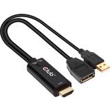 HDMI - High Speed (4K) Kabler Club3D HDMI 2.0/USB A - DisplayPort 1.2 M-F Adapter 0.2m