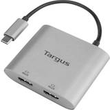 Kabeladaptere - Sølv - USB C-HDMI Kabler Targus USB C-2xHDMI M-F Adapter