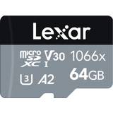 LEXAR 64 GB Hukommelseskort LEXAR Professional microSDXC Class 10 UHS-I U3 V30 A2 1066x 64GB