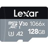 LEXAR microSDXC Hukommelseskort & USB Stik LEXAR Professional SILVER series microSDXC Class 10 UHS-I U3 V30 A2 160/120MB/s 128GB +SD adapter (1066x)