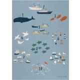 Blå Malerier & Plakater Børneværelse Sebra Seven Seas Numbers Plakat 50x70cm