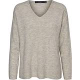 Nylon - V-udskæring Overdele Vero Moda Lefile V-Neck Knitted Pullover - Grey/Birch