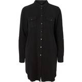 42 - Trykknapper Kjoler Vero Moda Silla Long Sleeved Shirt Mini Kjole - Black/Black