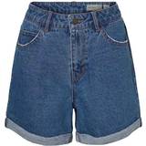 Dame - Løs Shorts Vero Moda High Waisted Shorts - Blue/Medium Blue Denim