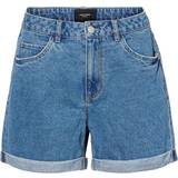 Dame - Løs Shorts Vero Moda High Waisted Shorts - Blue/Light Blue Denim