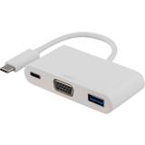 3.1 (gen.1) - Hvid Kabler Deltaco USB C-USB C/VGA/USB A M-F 0.1m
