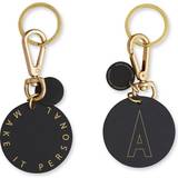 Nøgleringe Design Letters Personal Key Ring/Bag Tag A-Z - Black