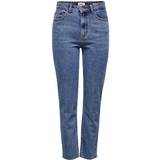 30 - Dame - W25 Bukser & Shorts Only Emily Hw Straight Fit Jeans - Blue/Dark Blue Denim