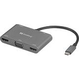 Sølv - USB A Kabler Sandberg USB C-2HDMI/VGA/USB A M-F Adapter