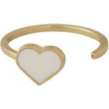 Beige Ringe Design Letters Enamel Heart Ring - Gold/Nude