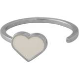 Beige Ringe Design Letters Enamel Heart Ring - Silver/Nude