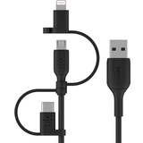USB B micro Kabler Belkin USB A-USB C/USB Micro B/Lightning 1m