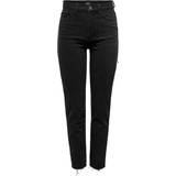 Only Emily Hw Straight Fit Jeans - Black/Black Denim